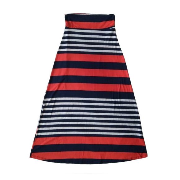 Pink Blush Horizontal Striped Red White & Blue Maxi Length Skirt Women's Medium - Picture 1 of 11